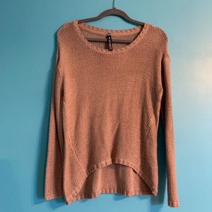 Pink Sweater with Leather Detail